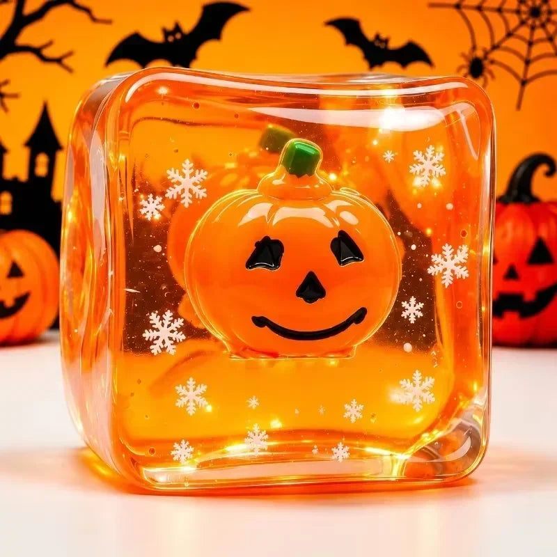 2026 New Luminous Halloween Spooky Squishy Cubes, Cartoon Characters Soft Squeeze ASMR Decompression Party Favor Gifts