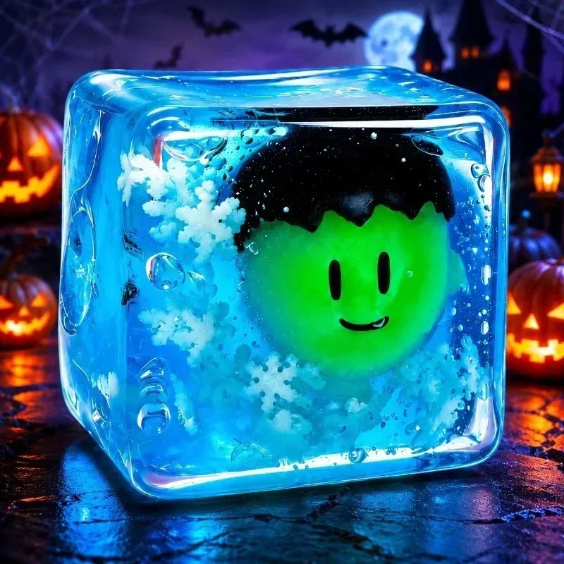 2026 New Luminous Halloween Spooky Squishy Cubes, Cartoon Characters Soft Squeeze ASMR Decompression Party Favor Gifts