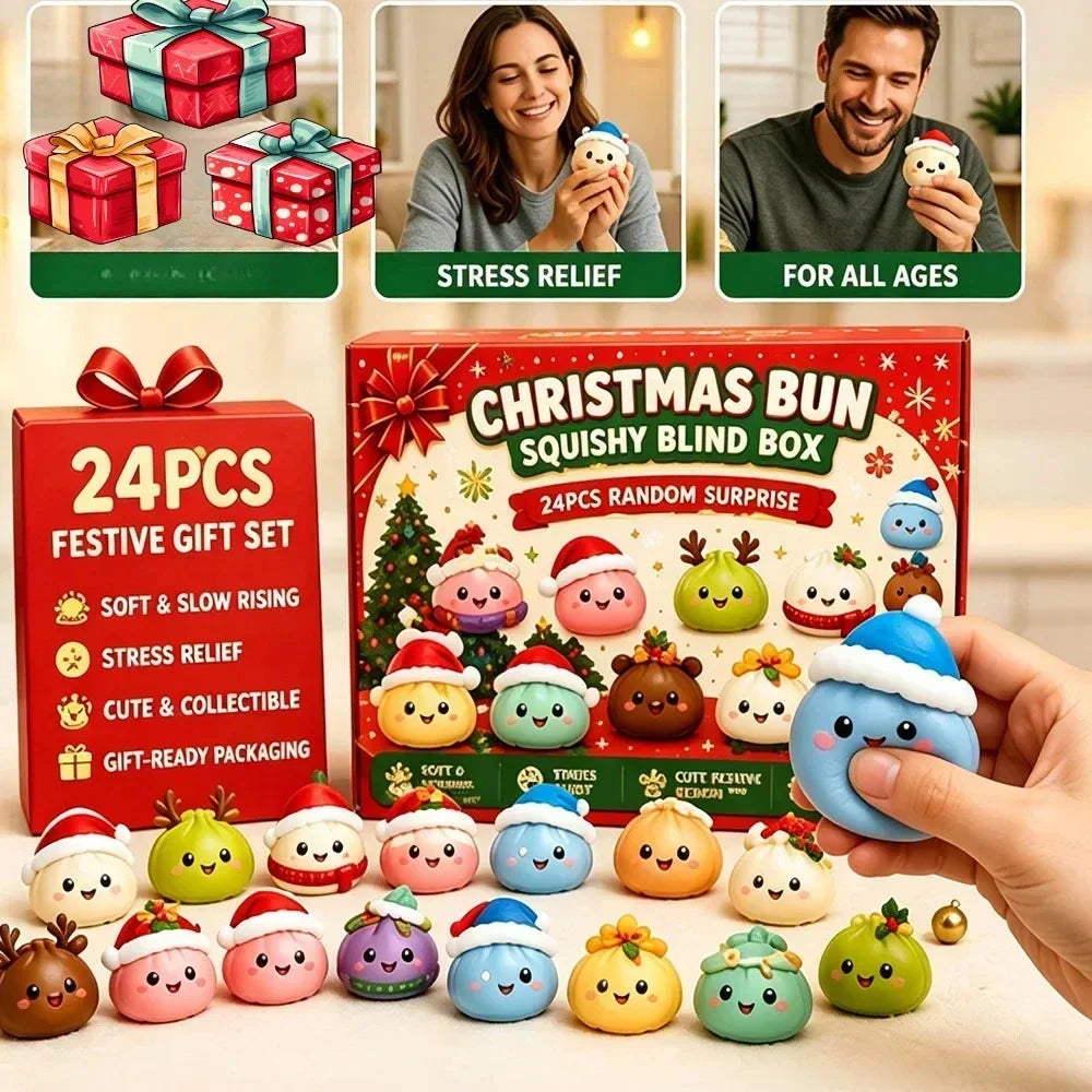 Christmas Dumpling Squishy Advent Calendar 24 Days Countdown Mystery Surprise Dumpling Anxiety Relief Slow Rising Decompression