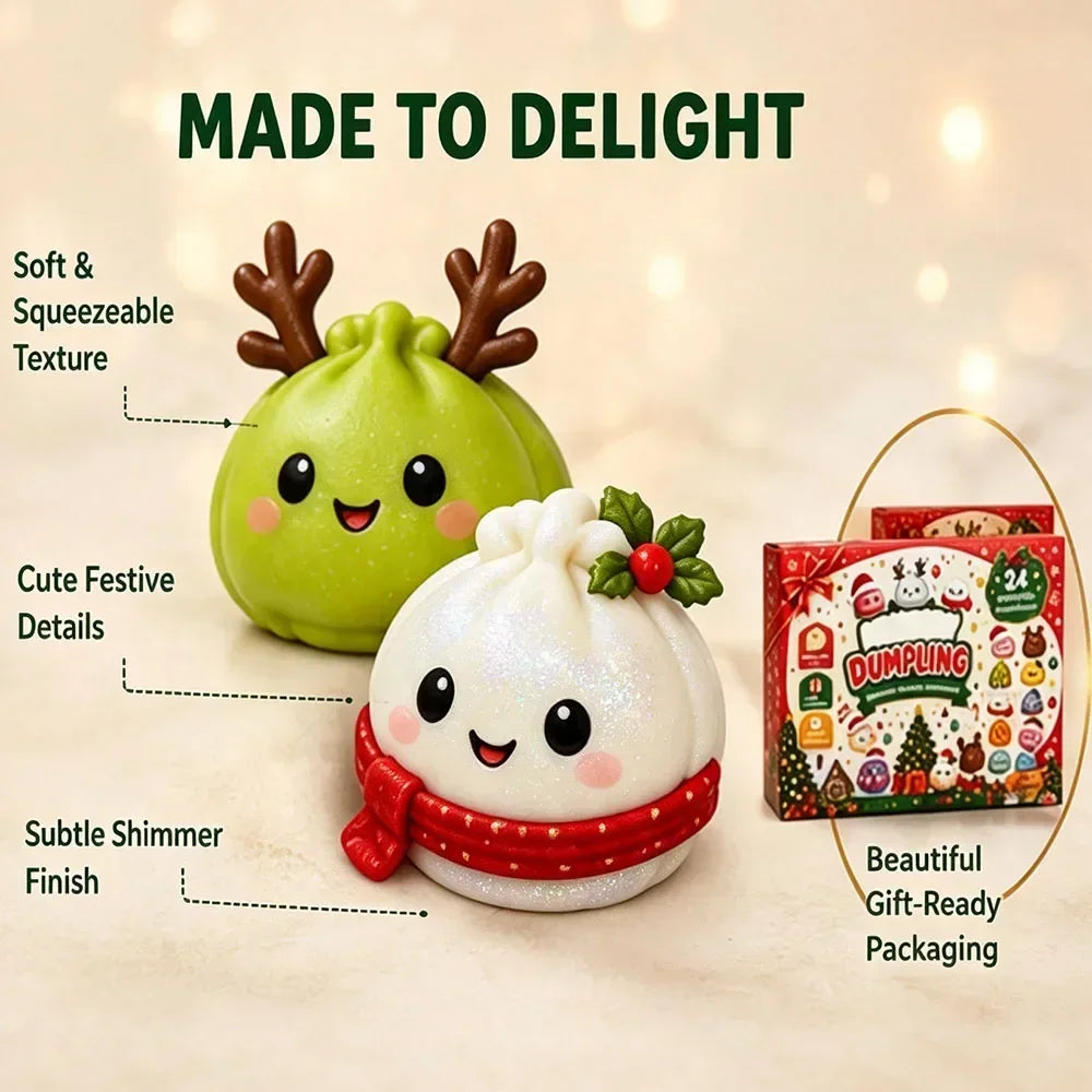 Christmas Dumpling Squishy Advent Calendar 24 Days Countdown Mystery Surprise Dumpling Anxiety Relief Slow Rising Decompression