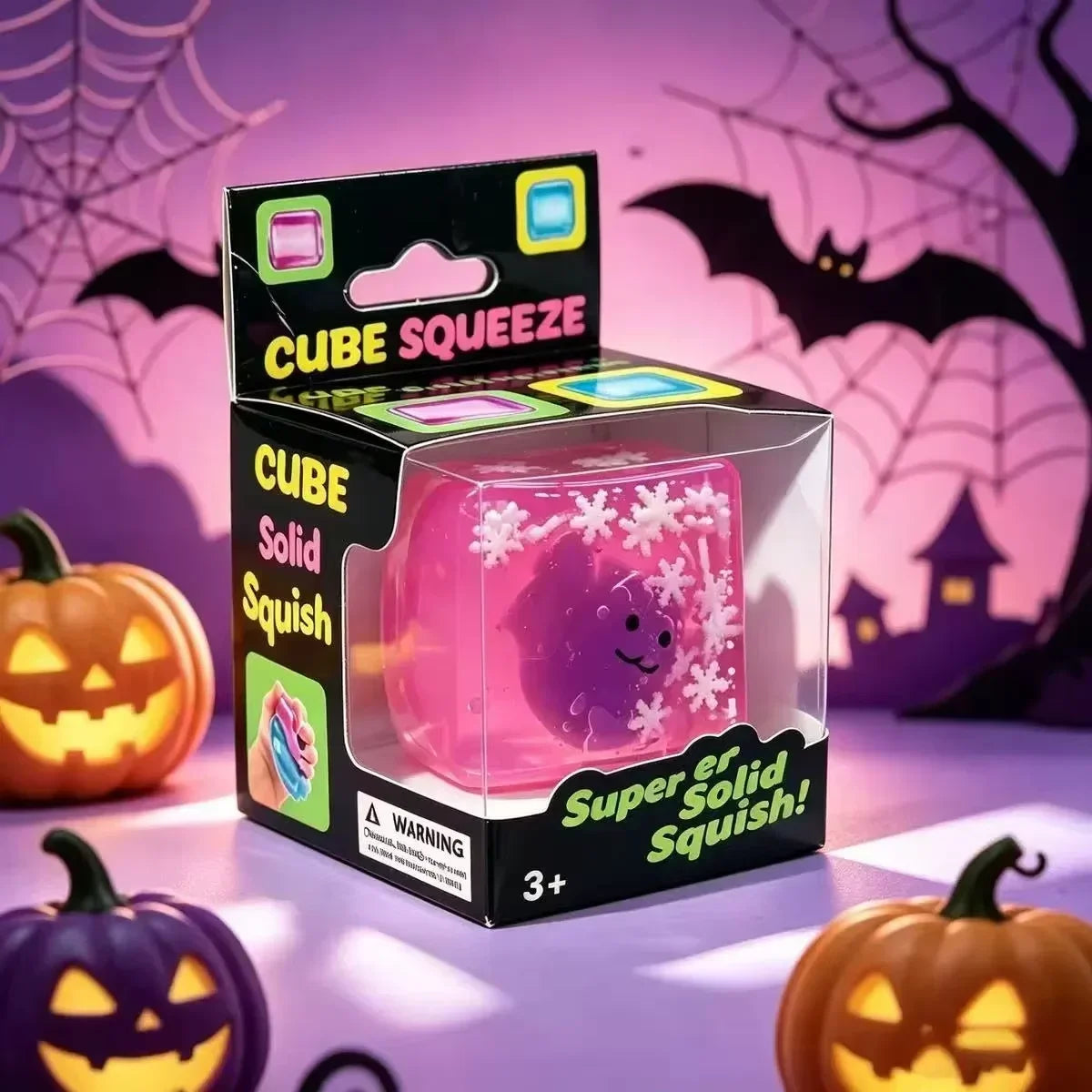 2026 New Luminous Halloween Spooky Squishy Cubes, Cartoon Characters Soft Squeeze ASMR Decompression Party Favor Gifts
