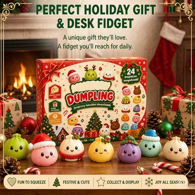 Christmas Dumpling Squishy Advent Calendar 24 Days Countdown Mystery Surprise Dumpling Anxiety Relief Slow Rising Decompression