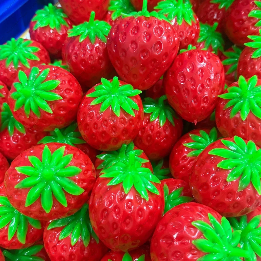 Crispy  Gradient Strawberry Ball Squishy Ball Fidget Toy Crunchy Squeeze Ball Round Blocks Filled ASMR Anti Stress Toy for Adult
