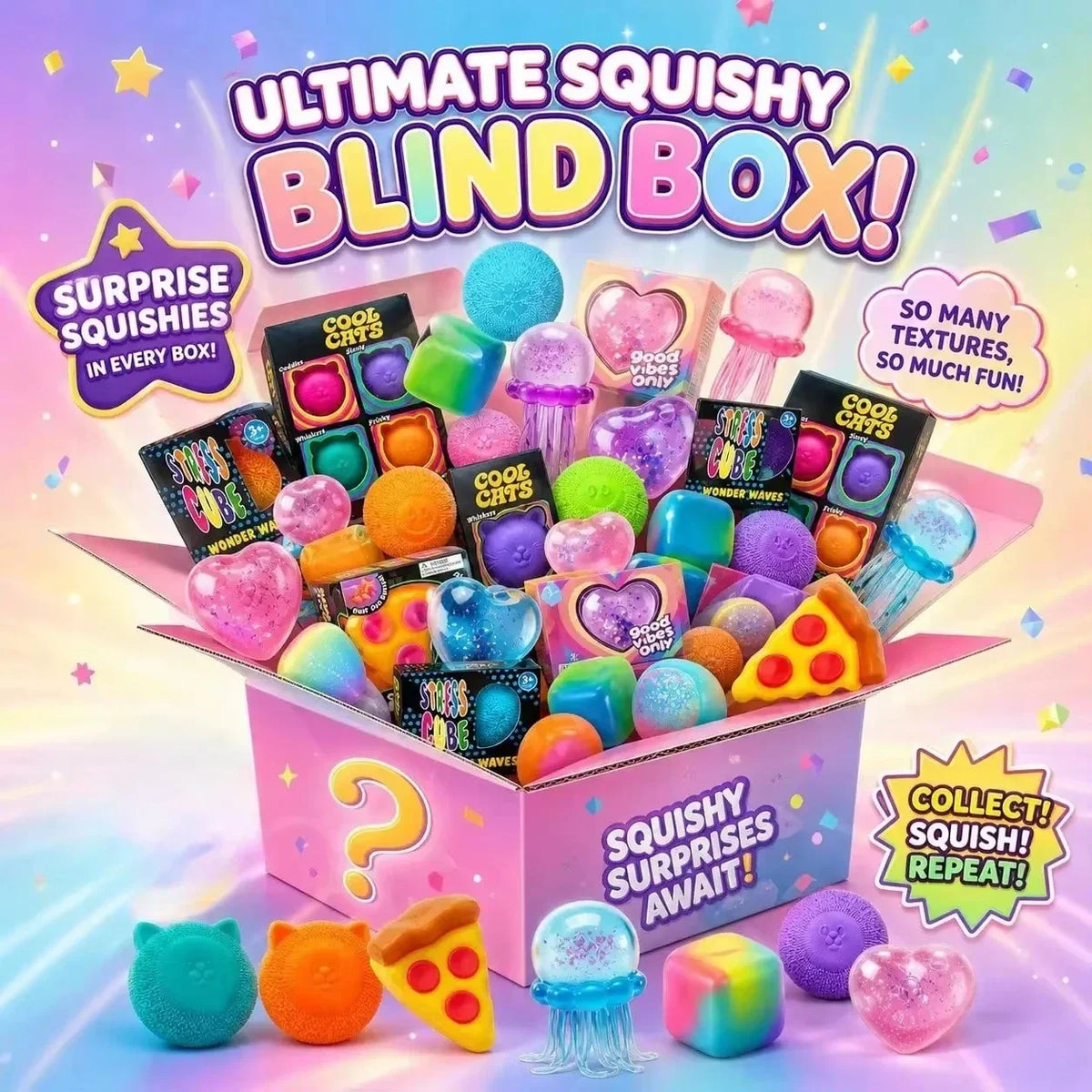 120+ Mystery Fidget Toy Blind Box ,Simulated Food,Antistress Foot Squishy Toy, Squeeze Toy, Mochi Squishy, Stress Reliever Toys
