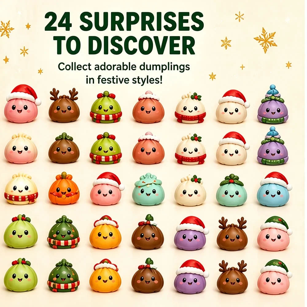 2026 Christmas Squishy Advent Calendar, Dumpling Slow Rebound Squishies Squeeze Sensory Gift, 24 Days Countdown Surprise Box