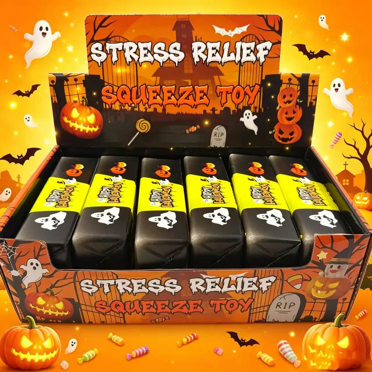 Halloween Slow Rising Butter Stick Squishy Toy Soft Wet Elastic Squeeze Toy Portable Stress Relief Fidget Toy for Anxiety