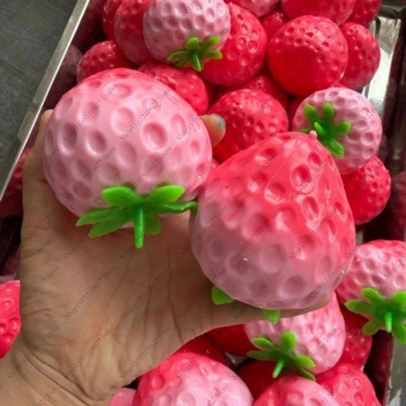 Crispy  Gradient Strawberry Ball Squishy Ball Fidget Toy Crunchy Squeeze Ball Round Blocks Filled ASMR Anti Stress Toy for Adult