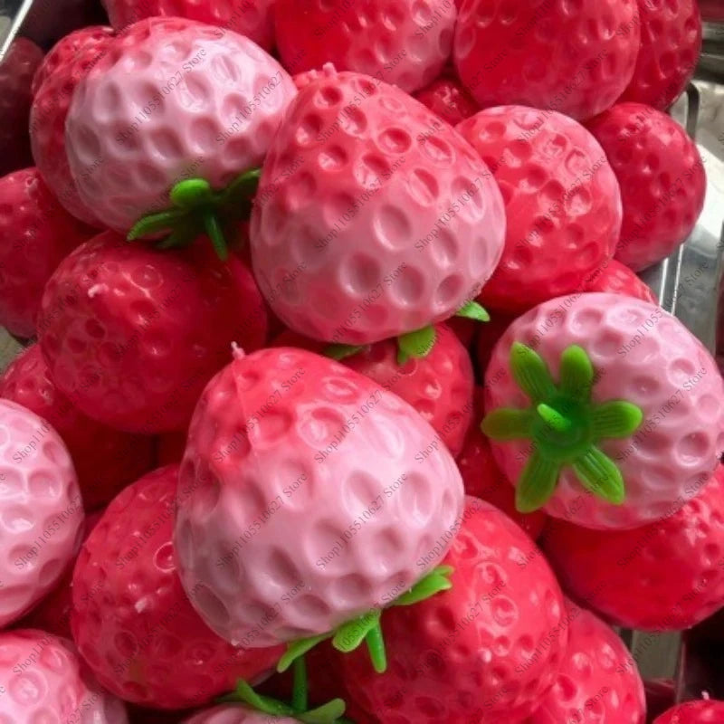 Crispy  Gradient Strawberry Ball Squishy Ball Fidget Toy Crunchy Squeeze Ball Round Blocks Filled ASMR Anti Stress Toy for Adult